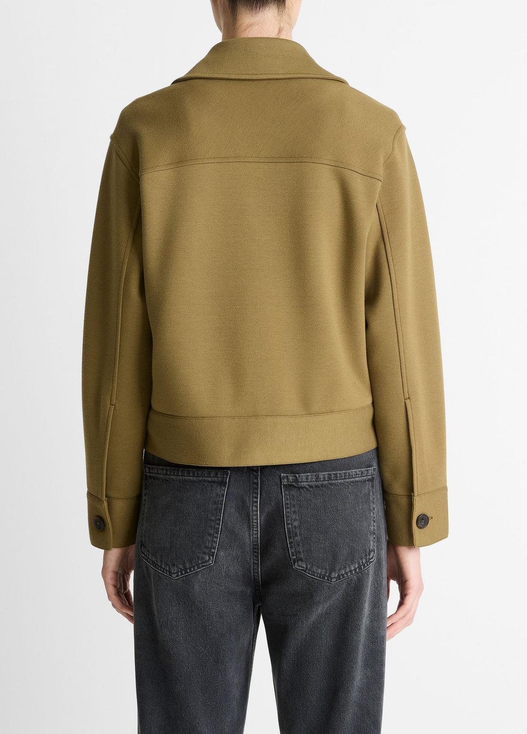Double-Face Cropped Jacket in Jackets - DARK OLIVE STONE | VINCE Women
