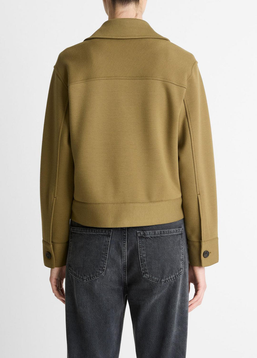 Double-Face Cropped Jacket in Jackets - DARK OLIVE STONE | VINCE Women