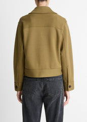 Double-Face Cropped Jacket in Jackets - DARK OLIVE STONE | VINCE Women