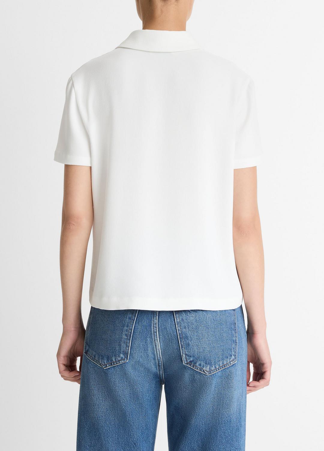 Crepe Polo Shirt in Short Sleeve - OFF WHITE | VINCE Women