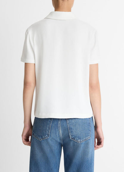 Crepe Polo Shirt in Short Sleeve - OFF WHITE | VINCE Women