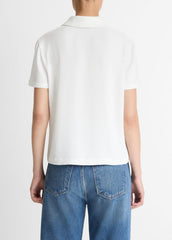 Crepe Polo Shirt in Short Sleeve - OFF WHITE | VINCE Women
