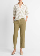 Avery Mid-Rise Italian Stretch-Cotton Chino Pant in Trousers - OLIVE STONE | VINCE Women