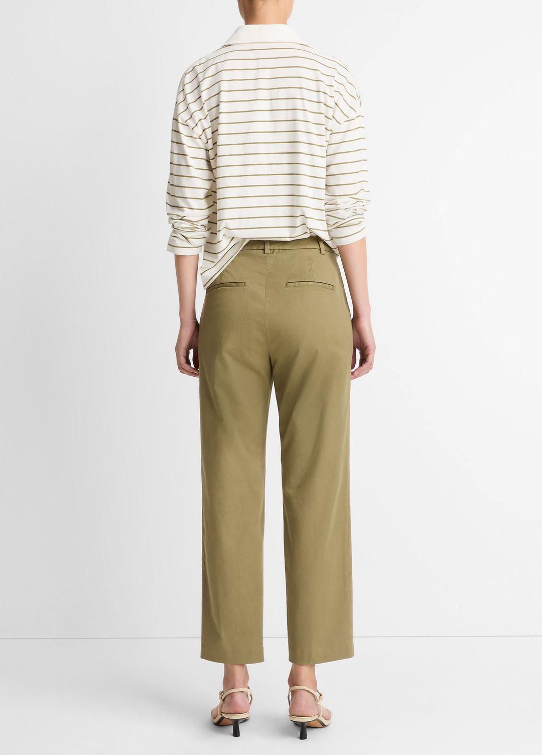 Avery Mid-Rise Italian Stretch-Cotton Chino Pant in Trousers - OLIVE STONE | VINCE Women