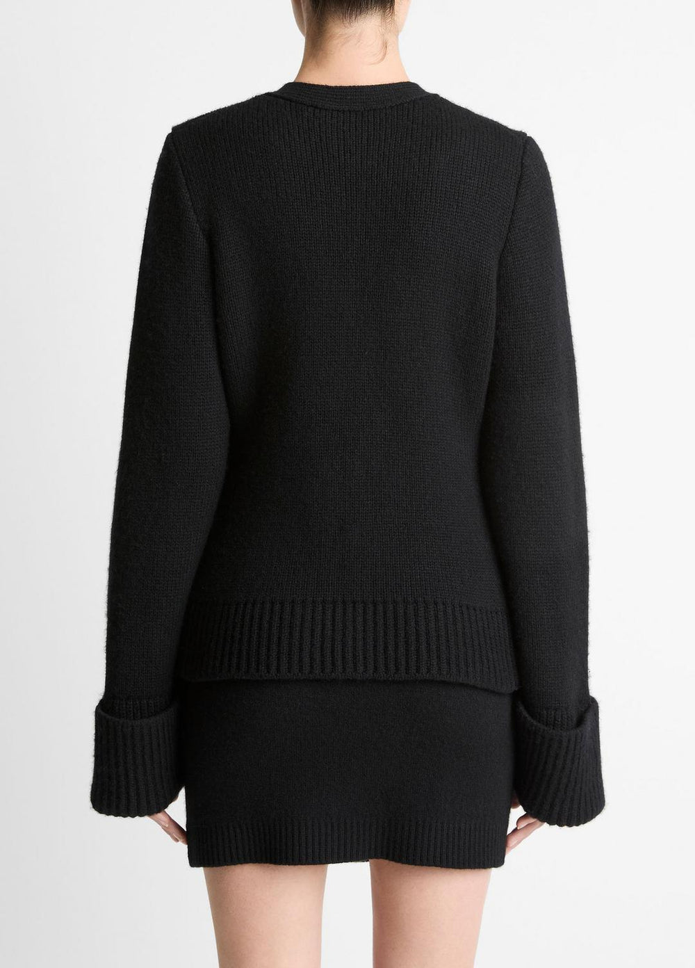 Double-Face Wool & Cashmere-Blend Cardigan in Cardigans - BLACK | VINCE Women
