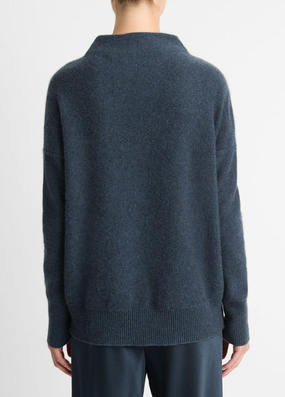 Plush Cashmere Funnel-Neck Sweater in Turtleneck - HEATHER TIDE STONE | VINCE Women