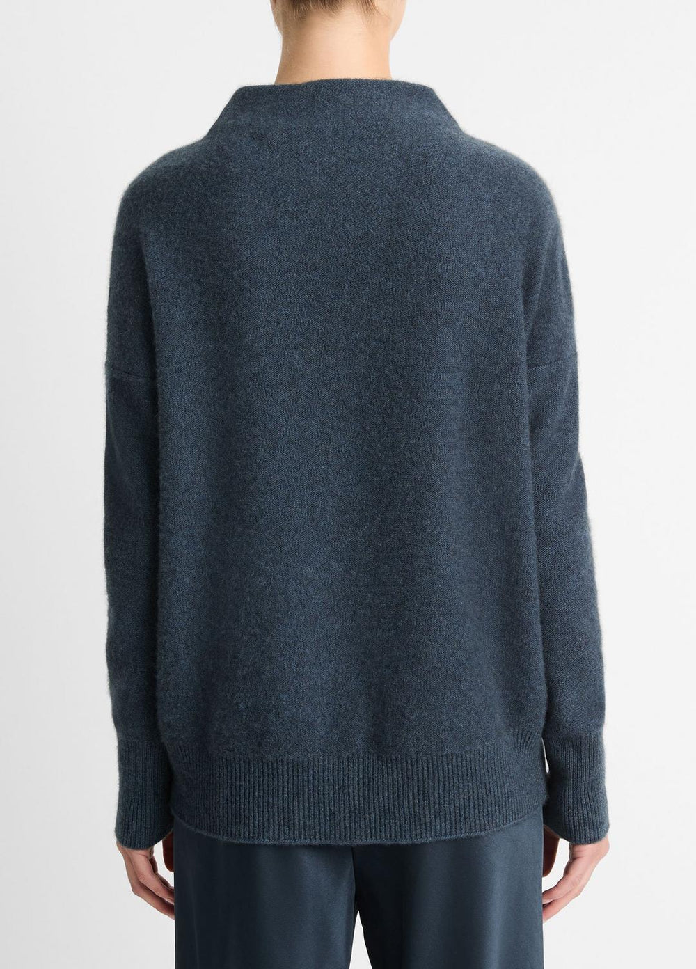 Plush Cashmere Funnel-Neck Sweater in Turtleneck - HEATHER TIDE STONE | VINCE Women