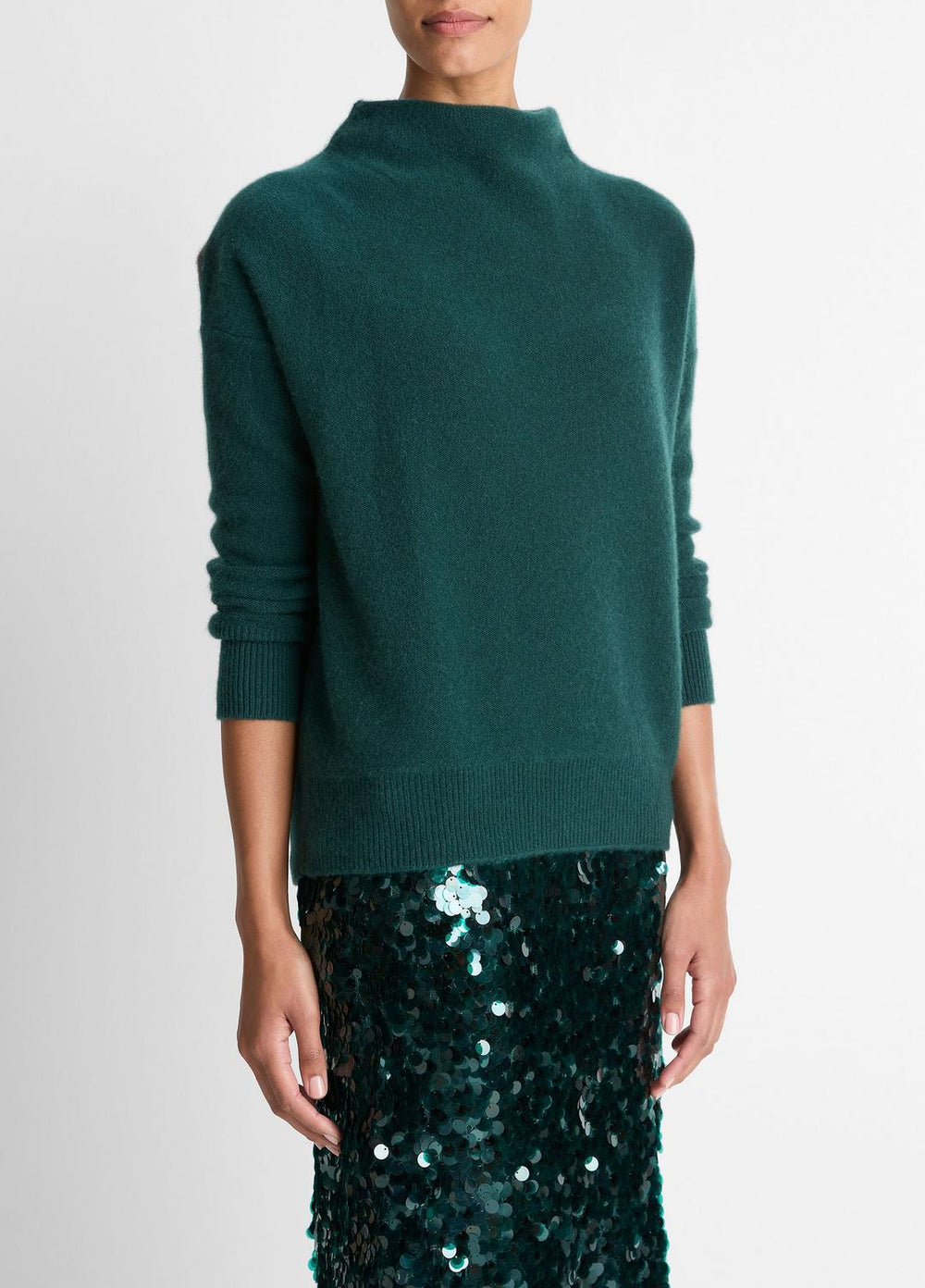 Plush Cashmere Funnel-Neck Sweater in Turtleneck - JUNIPER | VINCE Women