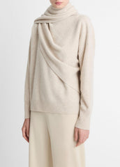 Draped-Shawl Wool-Cashmere Sweater in Turtleneck - HEATHER DOVE OAT | VINCE Women