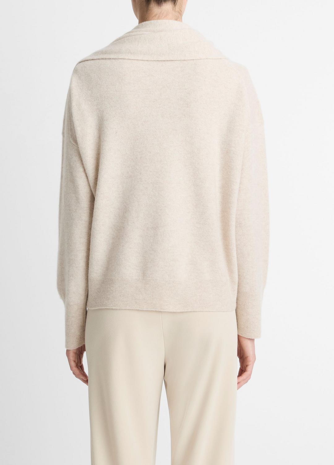 Draped-Shawl Wool-Cashmere Sweater in Turtleneck - HEATHER DOVE OAT | VINCE Women