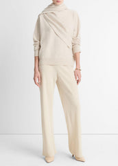 Draped-Shawl Wool-Cashmere Sweater in Turtleneck - HEATHER DOVE OAT | VINCE Women
