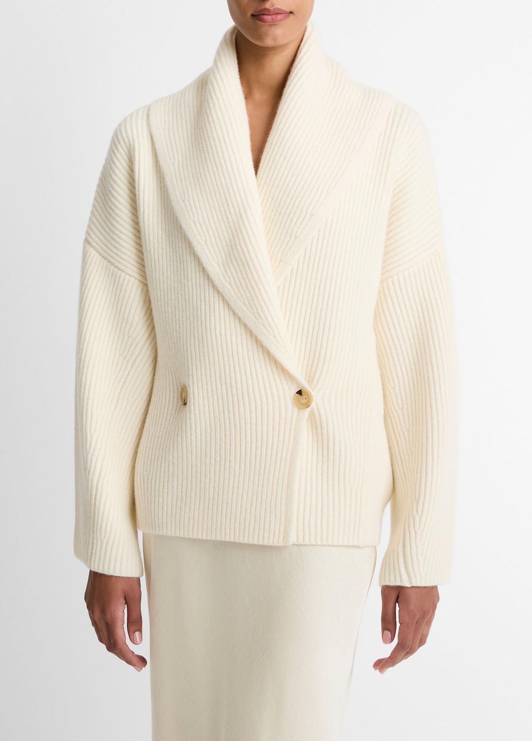 Wool-Blend Draped Sweater Coat in Sweaters - OFF WHITE | VINCE Women