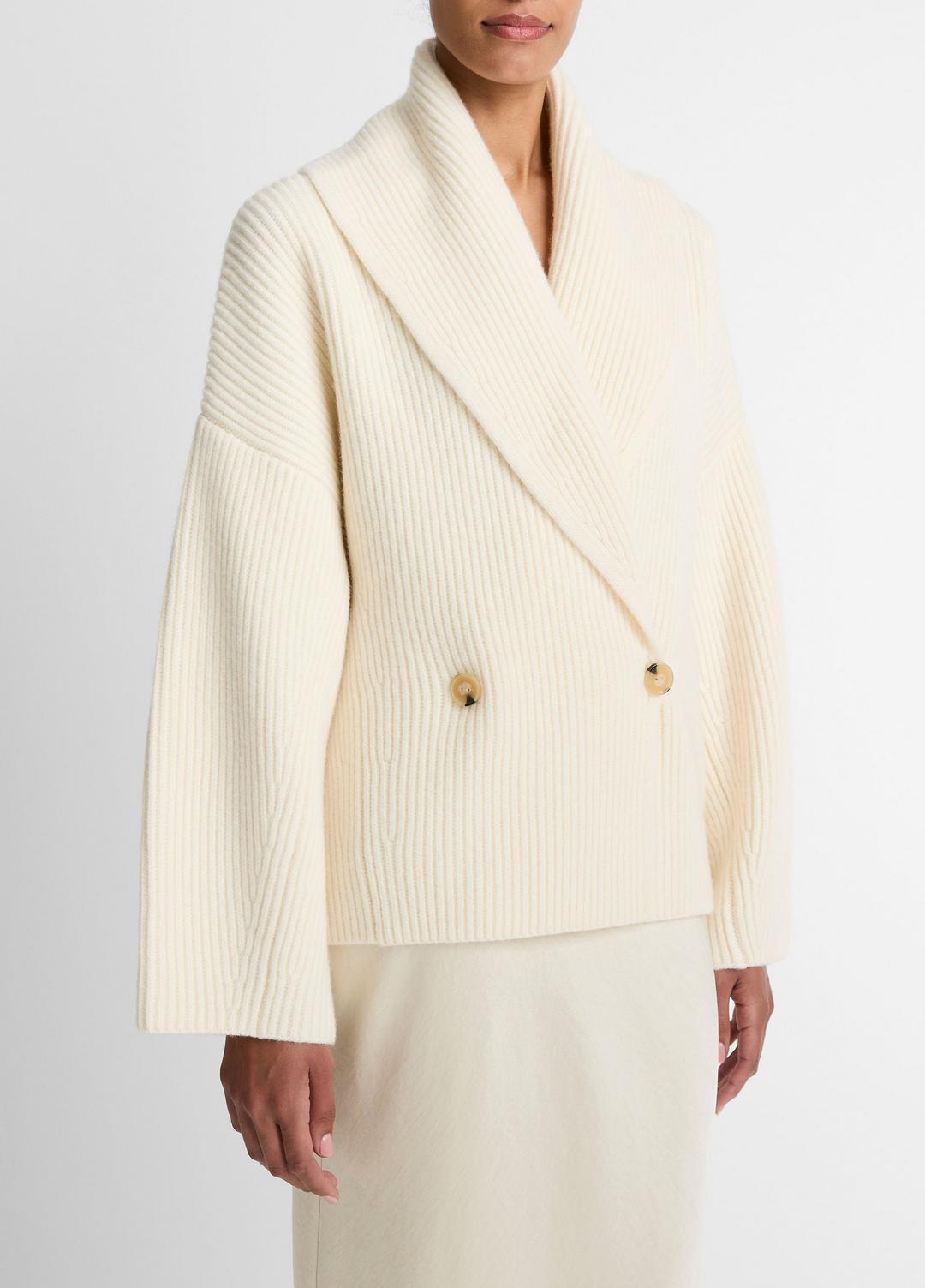 Wool-Blend Draped Sweater Coat in Sweaters - OFF WHITE | VINCE Women