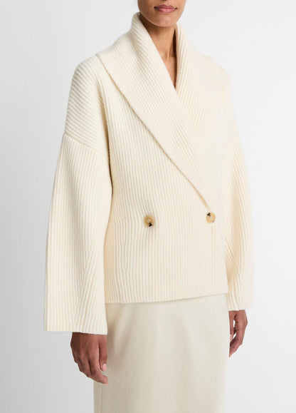 Wool-Blend Draped Sweater Coat in Sweaters - OFF WHITE | VINCE Women