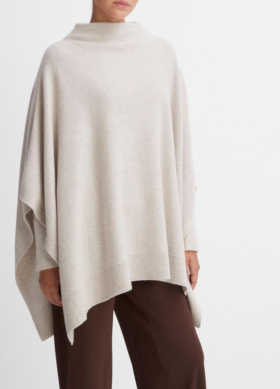 Merino Wool-Cashmere Funnel-Neck Poncho in Accessories - HEATHER MARBLE | VINCE Women