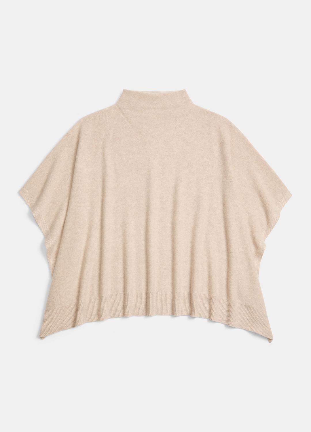 Merino Wool-Cashmere Funnel-Neck Poncho in Accessories - HEATHER MARBLE | VINCE Women
