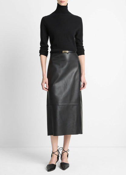 Cashmere-Silk Three-Quarter-Sleeve Mock-Neck Sweater in Turtleneck - BLACK | VINCE Women
