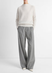 Plush Cashmere Funnel-Neck Sweater in Turtleneck - HEATHER PLATINUM | VINCE Women