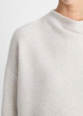 Plush Cashmere Funnel-Neck Sweater in Turtleneck - HEATHER PLATINUM | VINCE Women