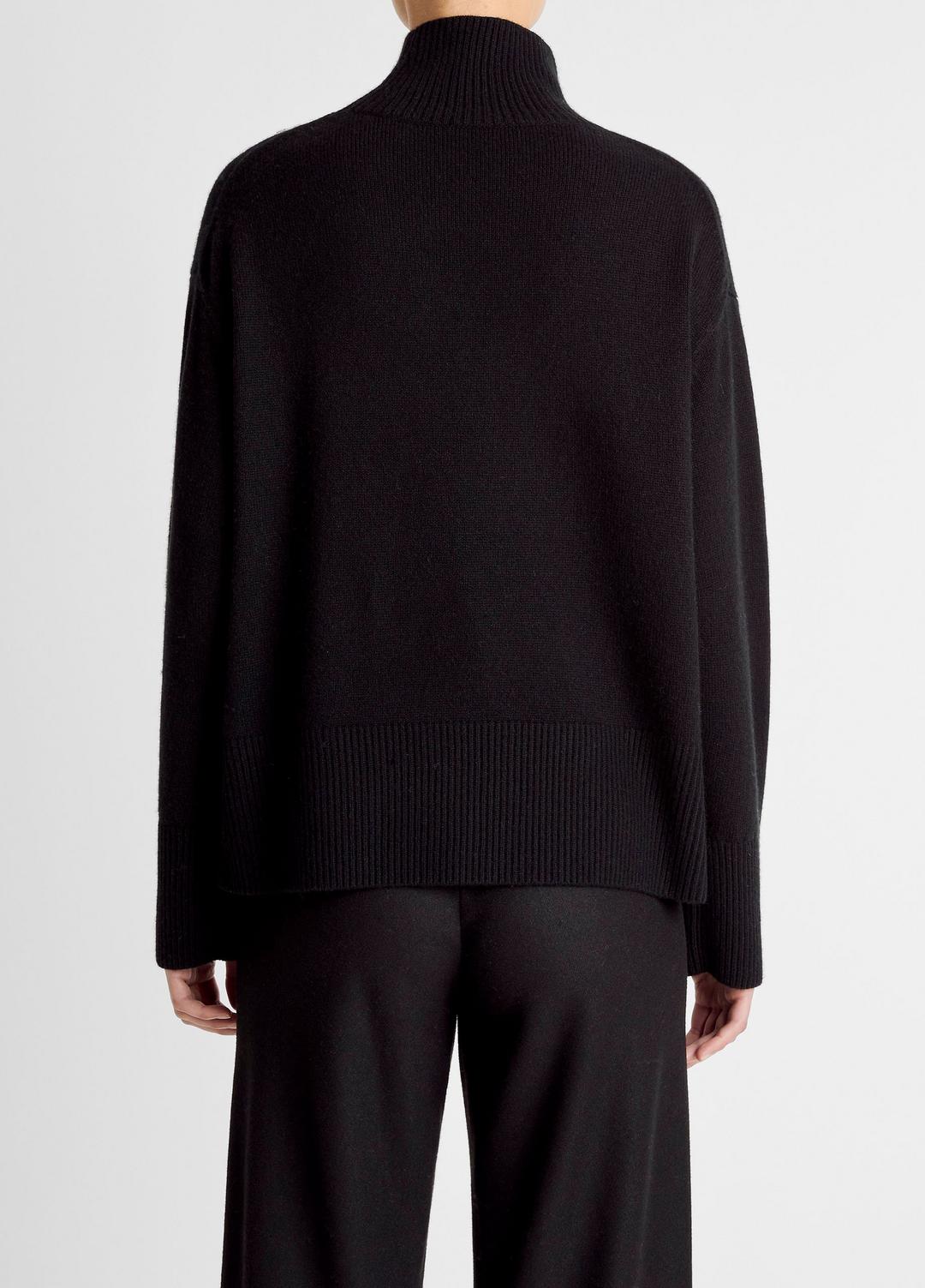 Wool-Cashmere Side-Slit Turtleneck Sweater in Turtleneck - BLACK | VINCE Women