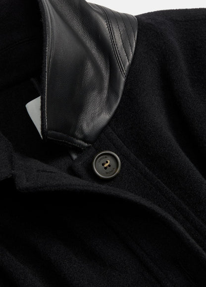 Leather-Trim Wool Cape in Accessories - BLACK | VINCE Women