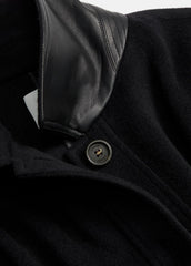 Leather-Trim Wool Cape in Accessories - BLACK | VINCE Women