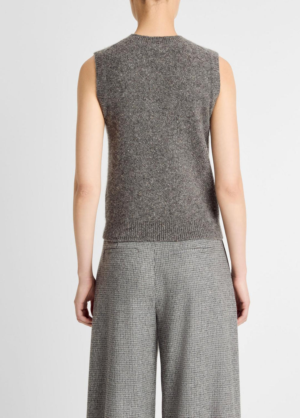 Donegal Plush Cashmere Sweater Vest in V-Neck - MEDIUM HEATHER GREY DONEGAL | VINCE Women