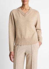 Wool-Cashmere V-Neck Sweater in V-Neck - HEATHER MARZIPAN | VINCE Women