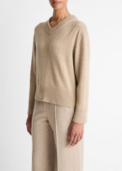 Wool-Cashmere V-Neck Sweater in V-Neck - HEATHER MARZIPAN | VINCE Women
