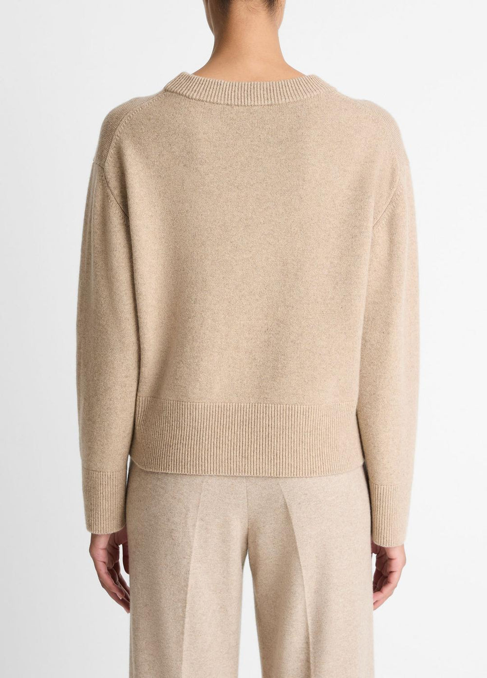 Wool-Cashmere V-Neck Sweater in V-Neck - HEATHER MARZIPAN | VINCE Women