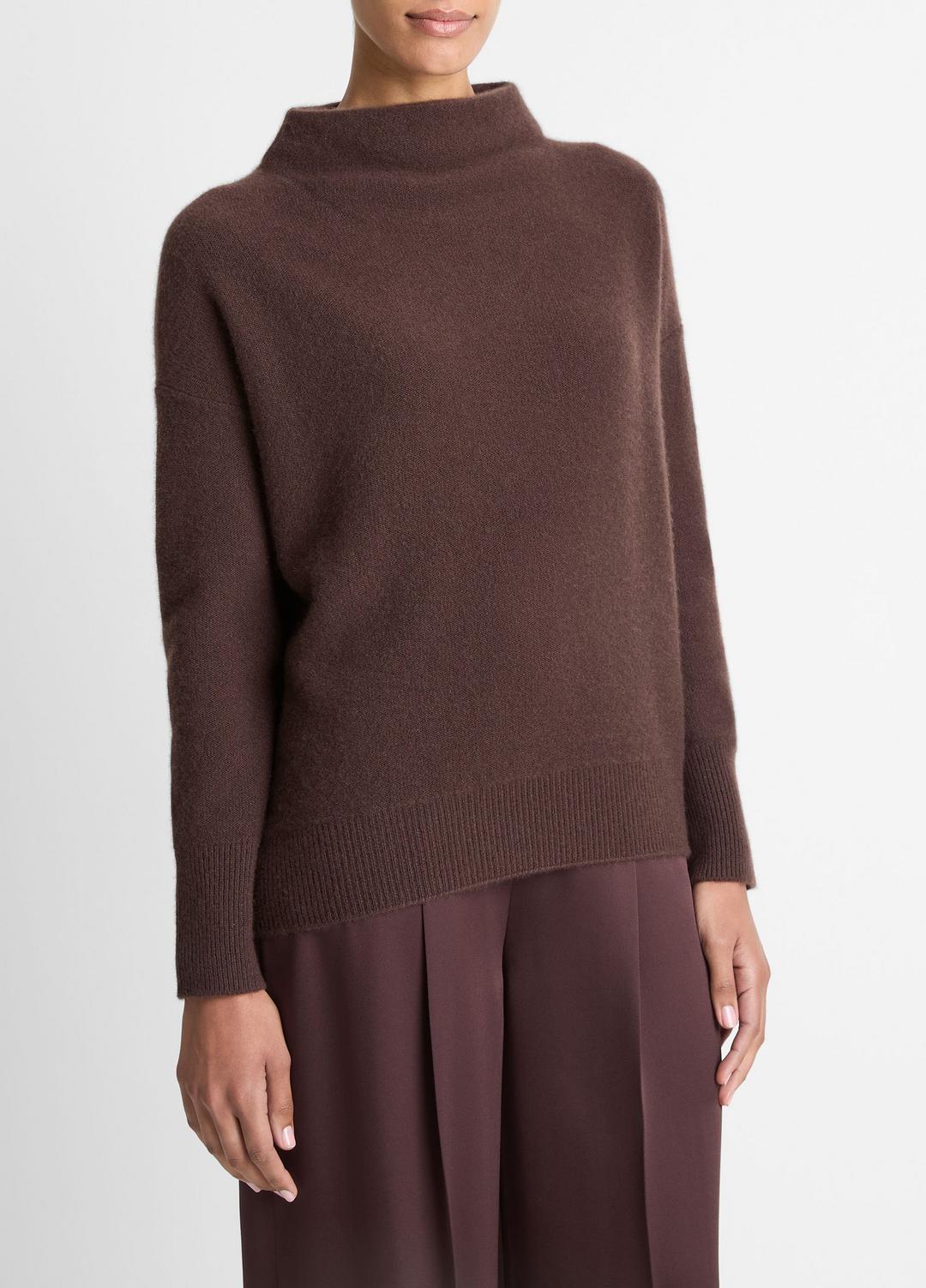 Plush Cashmere Funnel-Neck Sweater in Turtleneck - TRUFFLE | VINCE Women