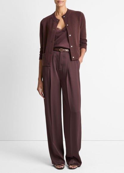 Wool-Blend Shrunken Snap Cardigan in Cardigans - FIG | VINCE Women