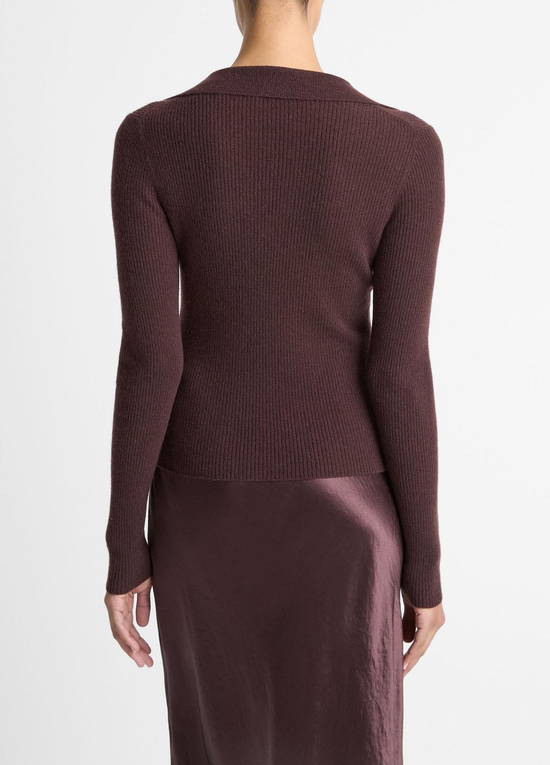 Ribbed Cashmere-Silk Polo Sweater in Cashmere - FIG | VINCE Women