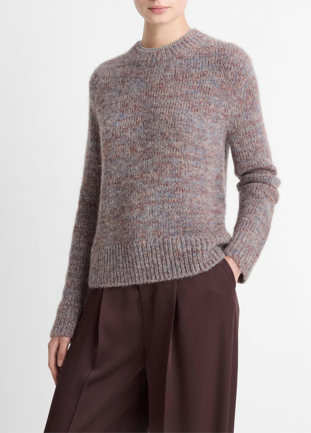 Marled Crew Neck Sweater in Crew Neck - COGNAC COMBO | VINCE Women
