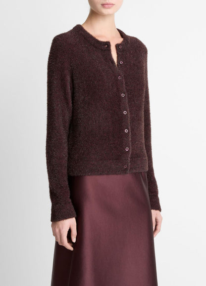 Metallic Eyelash Cardigan in Cardigans - OXBLOOD | VINCE Women