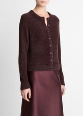 Metallic Eyelash Cardigan in Cardigans - OXBLOOD | VINCE Women