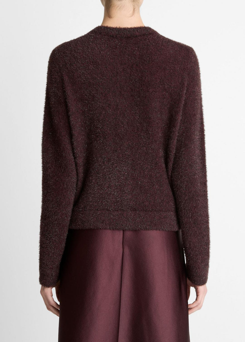 Metallic Eyelash Cardigan in Cardigans - OXBLOOD | VINCE Women