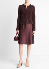 Metallic Eyelash Cardigan in Cardigans - OXBLOOD | VINCE Women