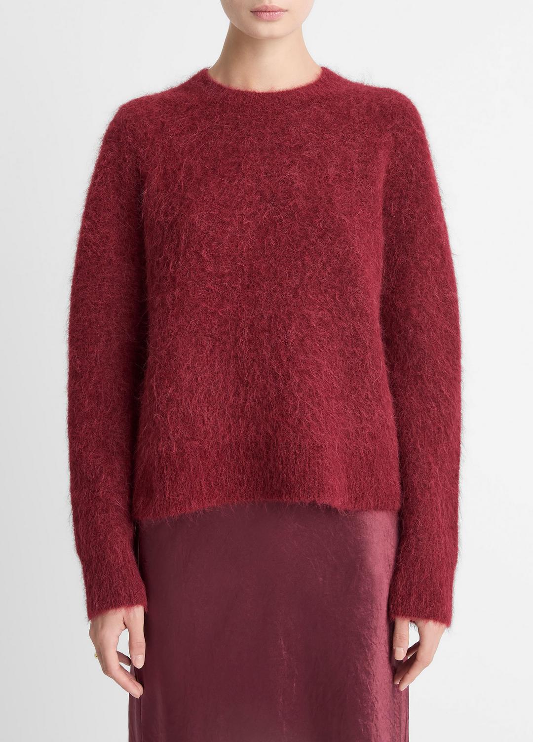 Brushed Alpaca-Blend Crew Neck Sweater in Crew Neck - ROSE WINE | VINCE Women