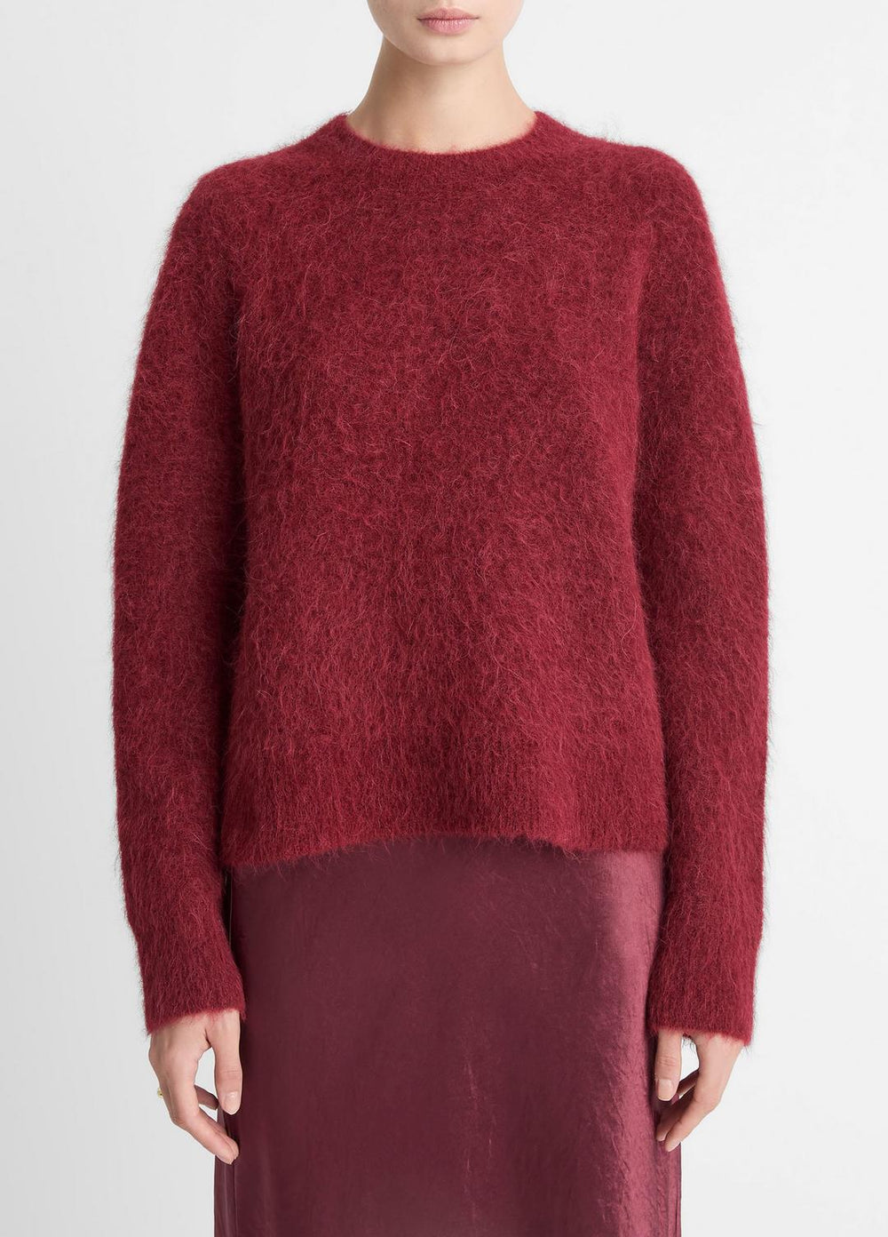 Brushed Alpaca-Blend Crew Neck Sweater in Crew Neck - ROSE WINE | VINCE Women