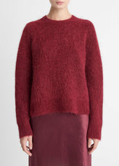 Brushed Alpaca-Blend Crew Neck Sweater in Crew Neck - ROSE WINE | VINCE Women