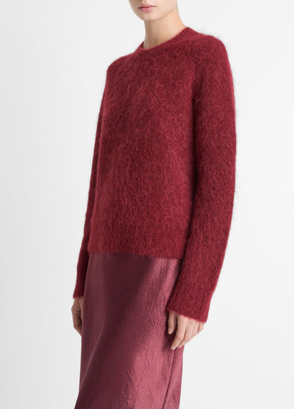 Brushed Alpaca-Blend Crew Neck Sweater in Crew Neck - ROSE WINE | VINCE Women