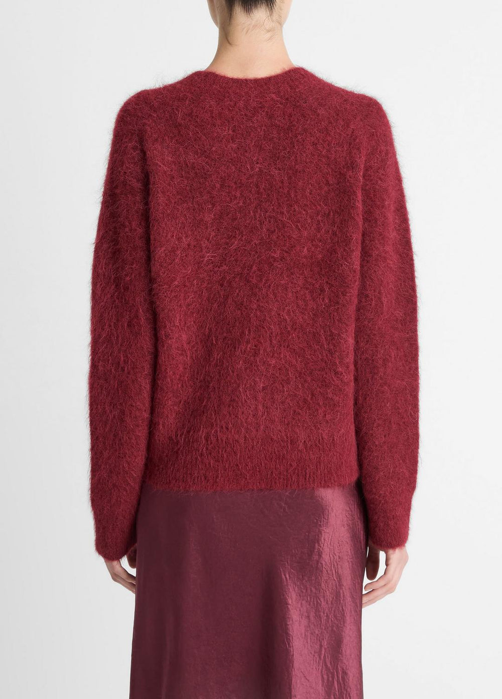 Brushed Alpaca-Blend Crew Neck Sweater in Crew Neck - ROSE WINE | VINCE Women