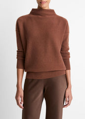 Plush Cashmere Funnel-Neck Sweater in Turtleneck - CACAO | VINCE Women
