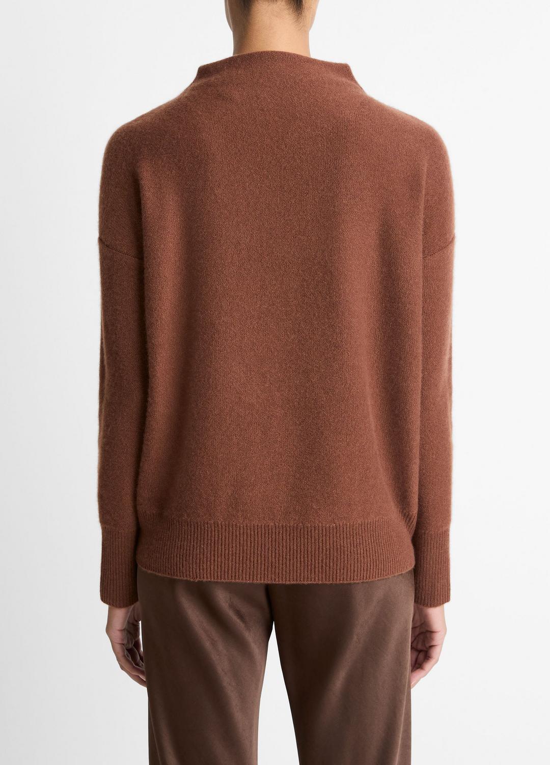 Plush Cashmere Funnel-Neck Sweater in Turtleneck - CACAO | VINCE Women
