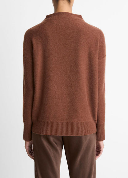 Plush Cashmere Funnel-Neck Sweater in Turtleneck - CACAO | VINCE Women