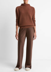 Plush Cashmere Funnel-Neck Sweater in Turtleneck - CACAO | VINCE Women