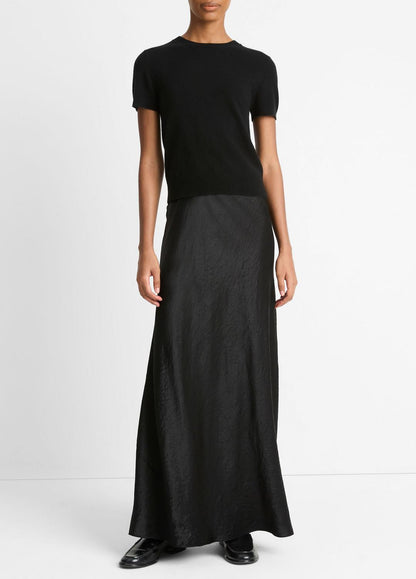 Wool & Cashmere-Blend Short-Sleeve Sweater in Crew Neck - BLACK | VINCE Women