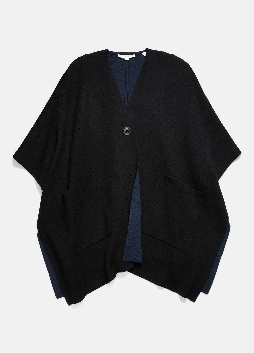Wool and Cashmere Double-Face Cape in Sweaters - BLACK NAVY | VINCE Women