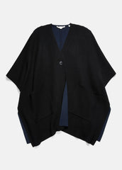 Wool and Cashmere Double-Face Cape in Sweaters - BLACK NAVY | VINCE Women